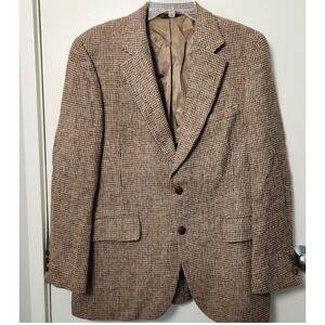 Vintage Lord & Taylor Harris Tweed Men's Sportscoat Blazer 42R Beige Houndstooth
